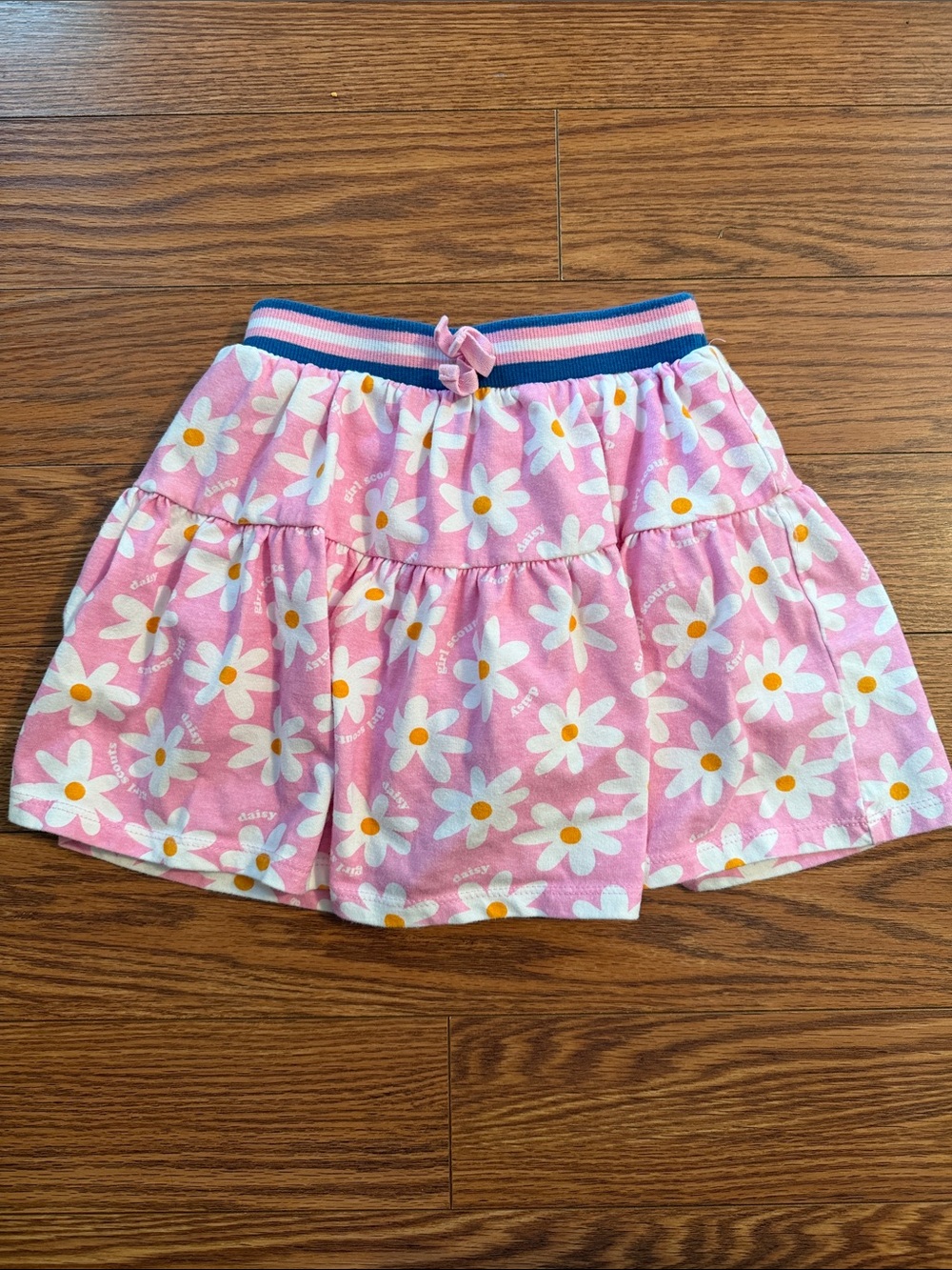 EUC Official Girl Scouts Girls Pink Daisy Tiered Skort with Elastic Waist